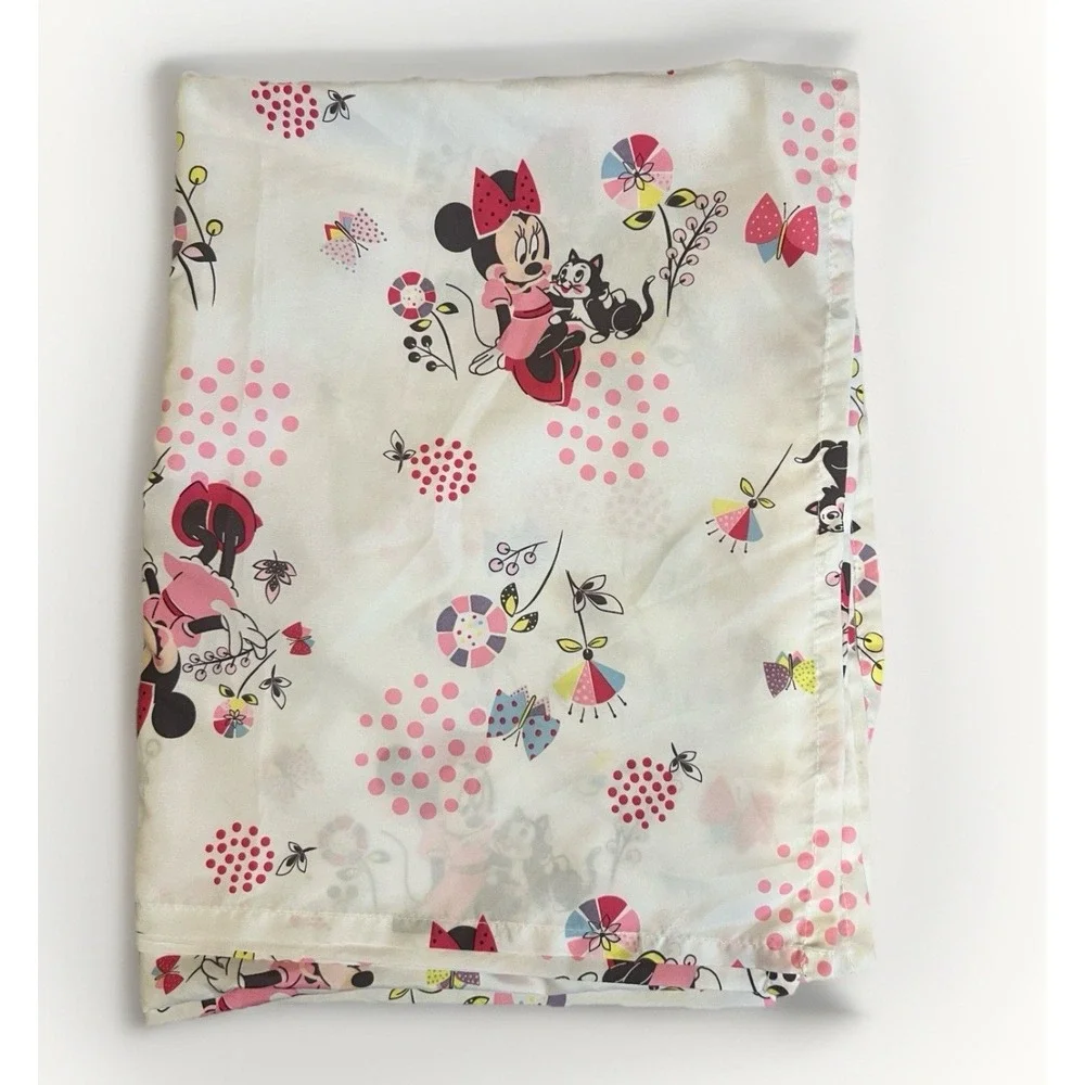 Disney Minnie Mouse Flower Garden Flat‎ Sheet For Toddler Bed White Pink